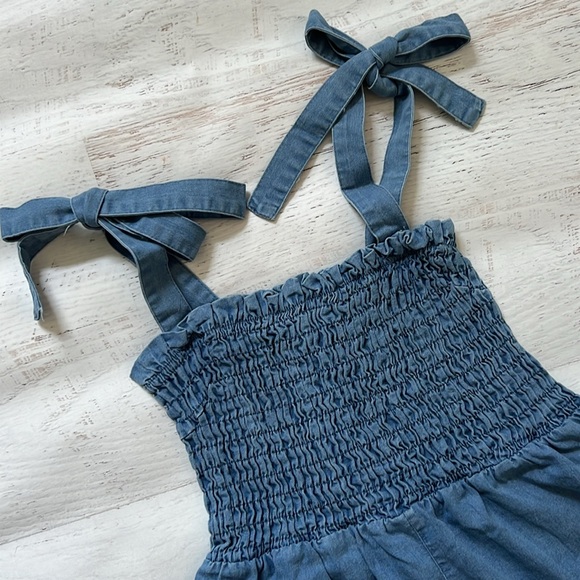 Denim Romper with Wide Short Bottom SMALL - Picture 2 of 4